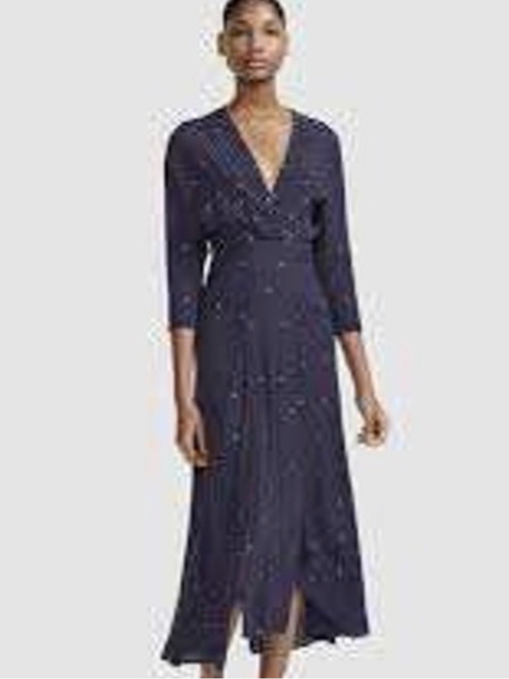 MAJE | Rolene maxi scarf dress Dolan sleeves Women’s size 2 studs navy blue
